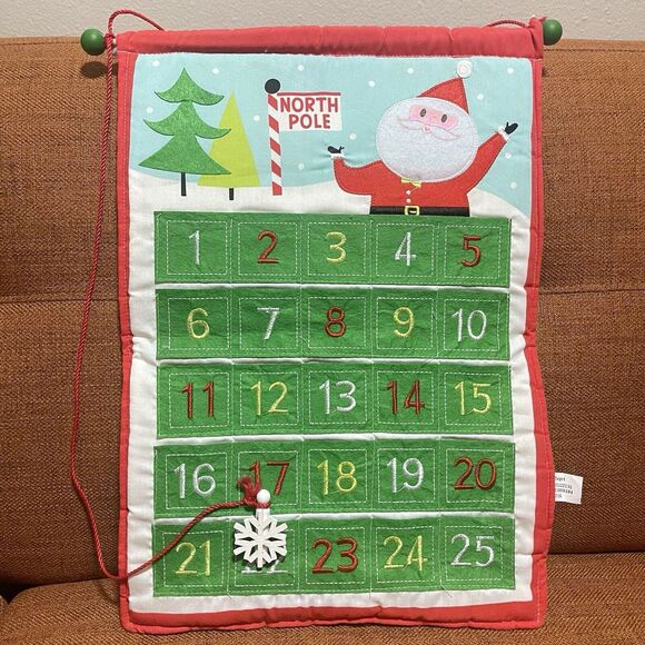 Threshold Santa North Pole Snow Pocket Advent‎ Countdown Hanging Calendar Target - Picture 1 of 7